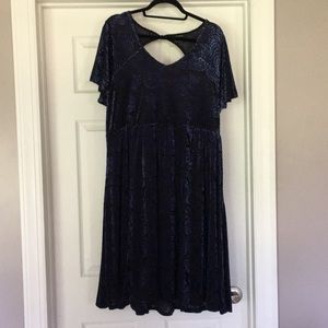 Torrid Navy and Black Velvet Burnout Dress
